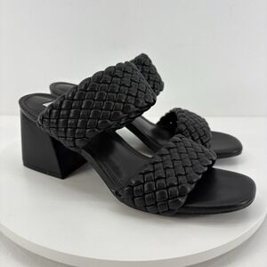 Steve Madden Daphnee Square Block Braided‎ Black Heel Women's Size 7.5